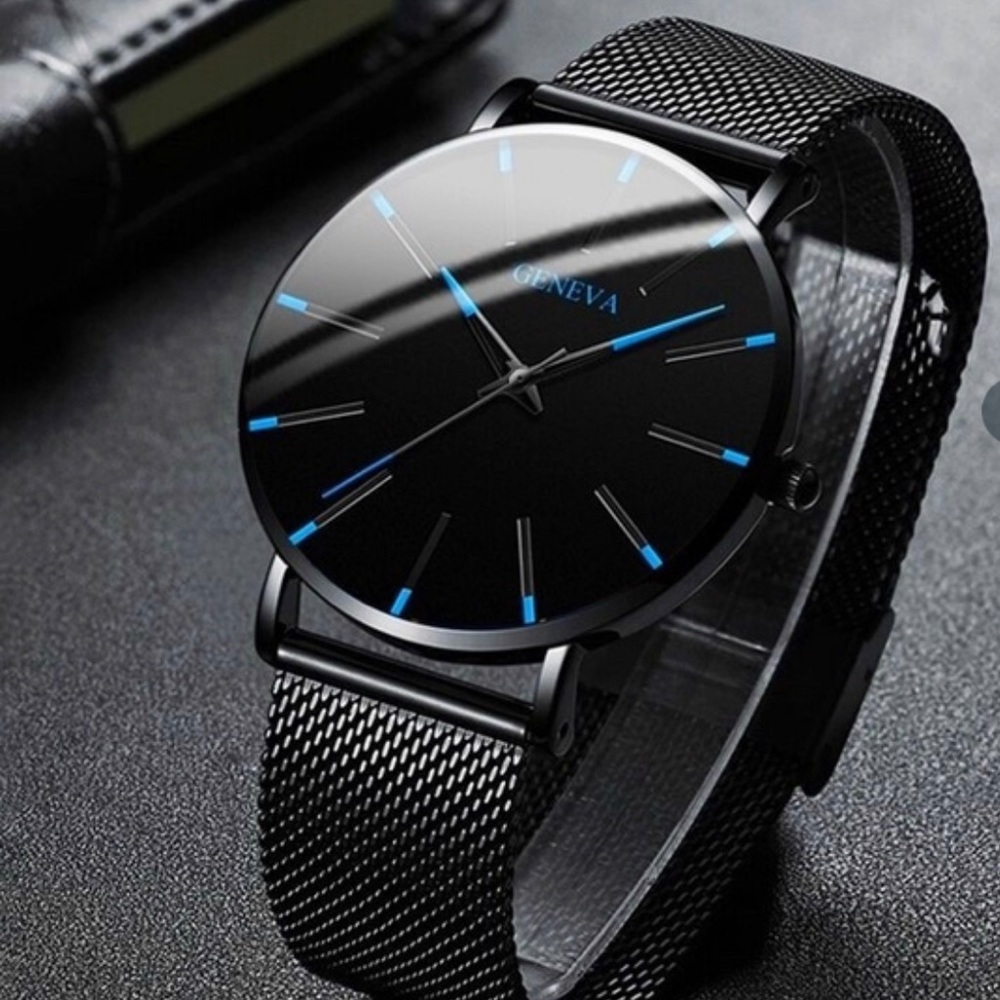 Men’s luxury watch minimalist ultra thin stainless steel/Mesh belt